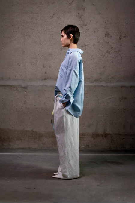 Сорочка oversize з льону блакитна Сорочка oversize з льону блакитна