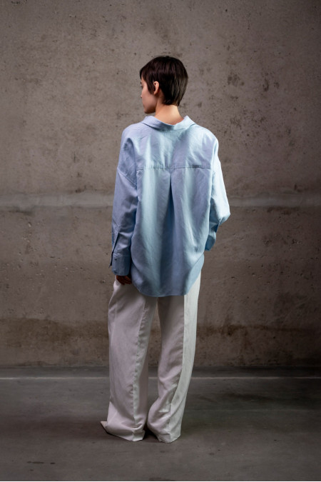 Сорочка oversize з льону блакитна Сорочка oversize з льону блакитна