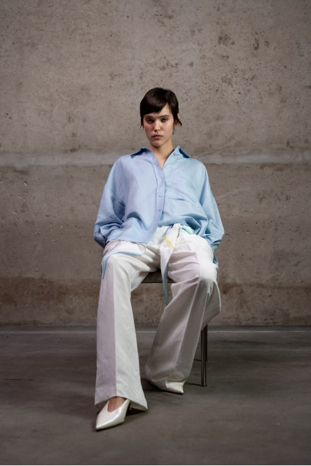 Сорочка oversize з льону блакитна Сорочка oversize з льону блакитна