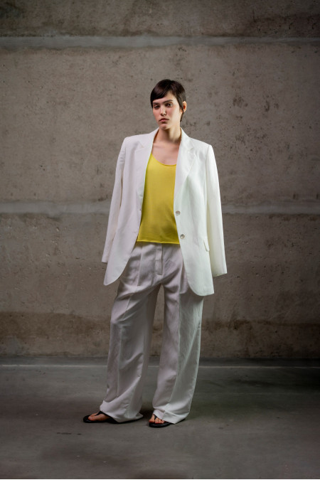 Off-White Linen Jacket With Viscose Lining