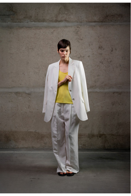 Off-White Linen Jacket With Viscose Lining