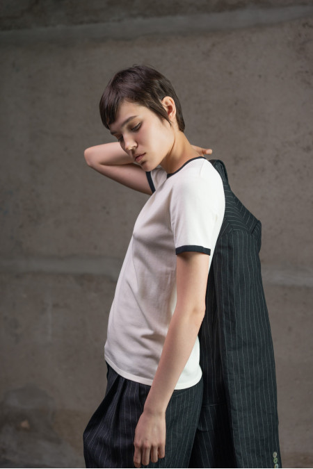 Off-White And Black Contrasting Trim Basic Jumper 