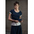 Navy Viscose Short-Sleeved U-Neck Jumper