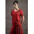 Dark Red Viscose Short-Sleeved U-Neck Jumper