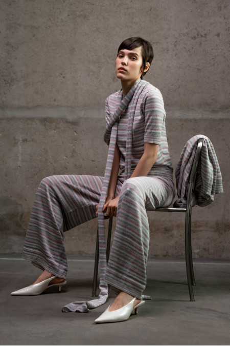 Graphic Trousers In Grey And Pink Graphic Trousers In Grey And Pink