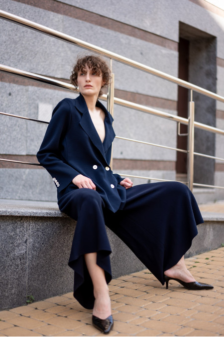 Navy Knitted Viscose Culottes Navy Knitted Viscose Culottes