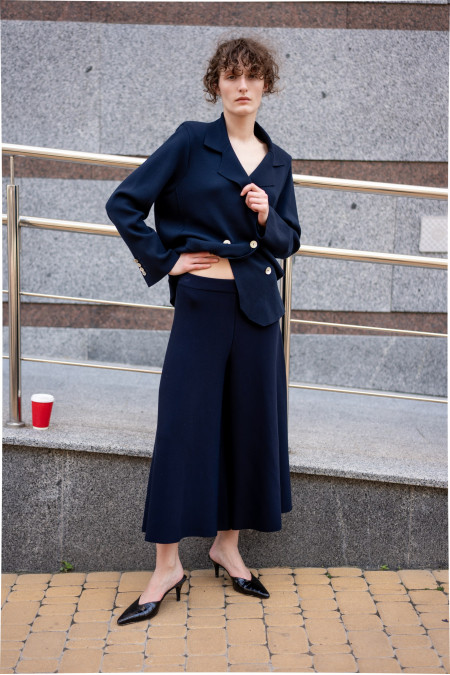Navy Knitted Viscose Culottes Navy Knitted Viscose Culottes
