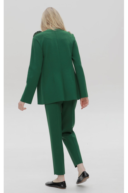 Fitted Green Viscose Knit Blazer