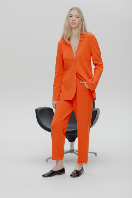 Fitted Orange Viscose Knit Blazer