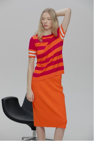 Straight Orange Viscose Skirt