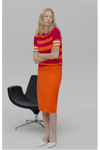 Straight Orange Viscose Skirt