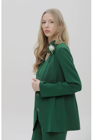 Fitted Green Viscose Knit Blazer