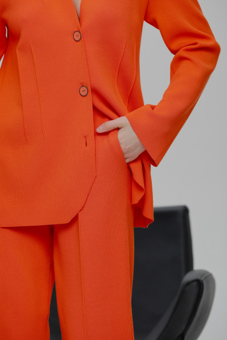 Fitted Orange Viscose Knit Blazer