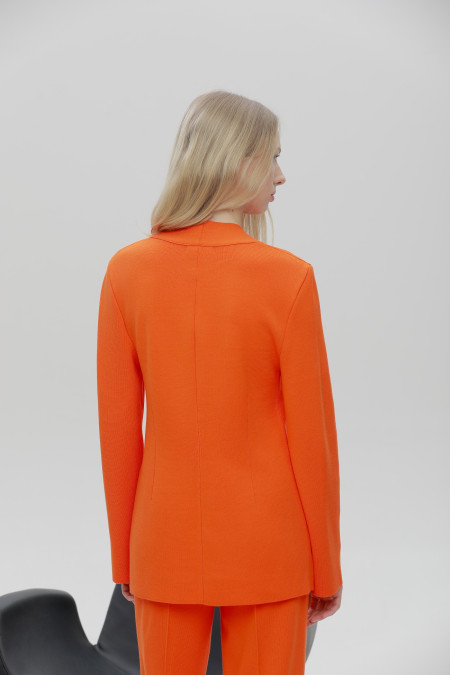 Fitted Orange Viscose Knit Blazer