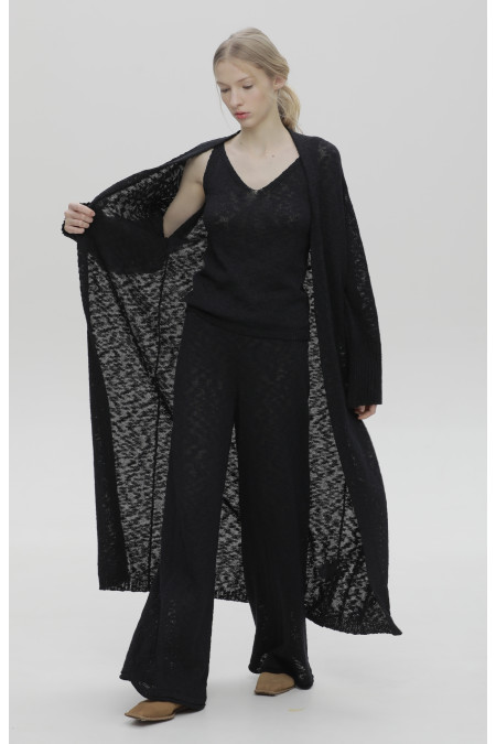 Black Textured Pants