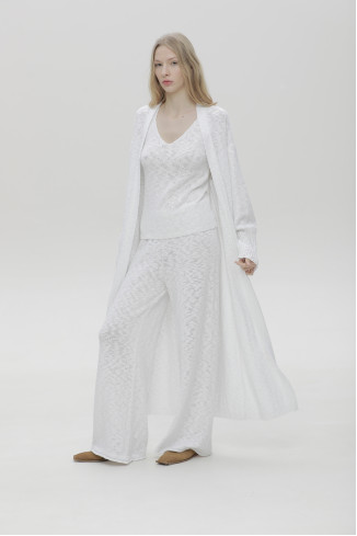 White Textured Pants