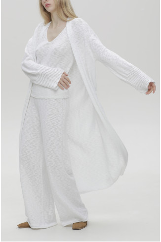 White Textured Pants