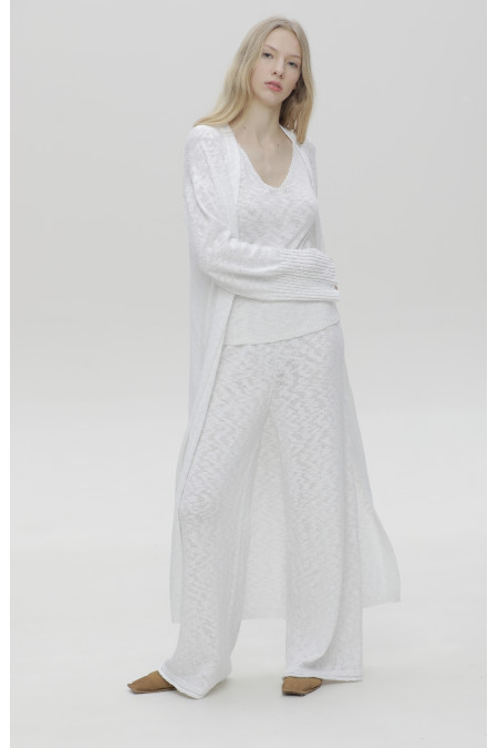 White Textured Pants