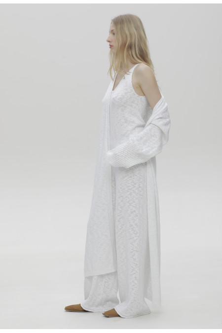 White Textured Pants