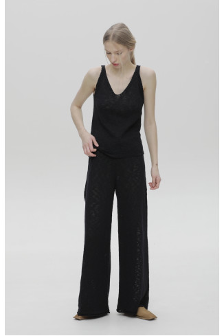 Black Textured Pants