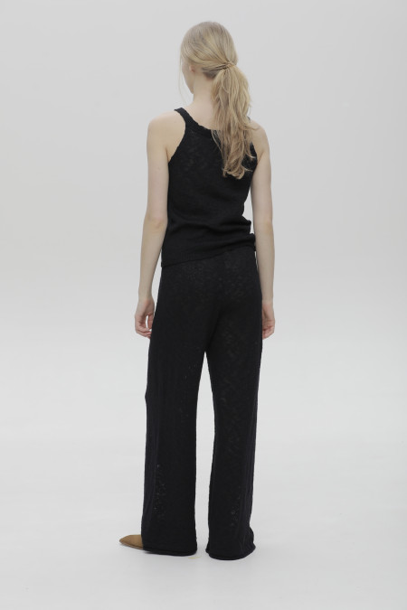 Black Textured Pants