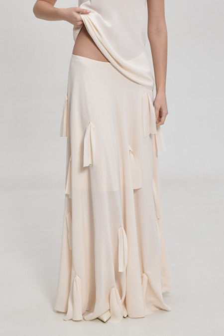 Off-White Viscose Skirt With Appliqué Off-White Viscose Skirt With Appliqué