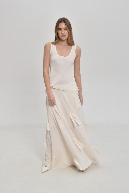 Off-White Viscose Skirt With Appliqué Off-White Viscose Skirt With Appliqué