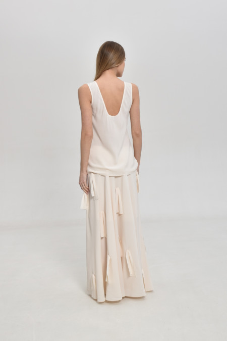 Off-White Viscose Skirt With Appliqué Off-White Viscose Skirt With Appliqué