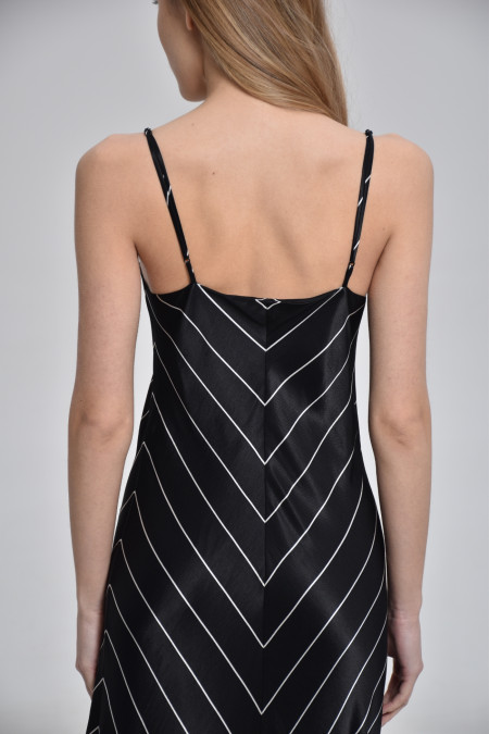 Long Black Striped Viscose Dress Long Black Striped Viscose Dress