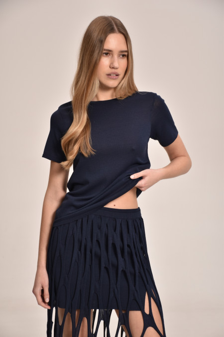 Navy Viscose Knitted Miniskirt Navy Viscose Knitted Miniskirt