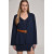 Navy Knitted Jacket With Deep Back Slit 
