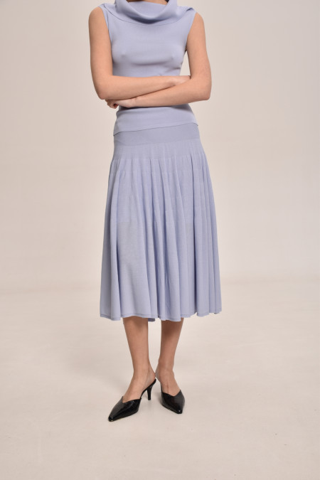 Light Blue Viscose Knitted Skirt