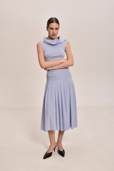 Light Blue Viscose Knitted Skirt Light Blue Viscose Knitted Skirt
