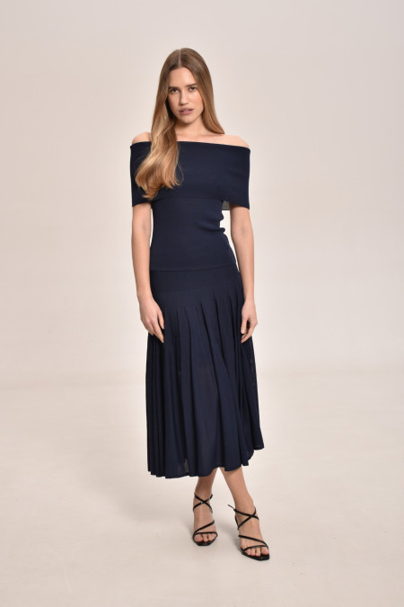 Navy Viscose Knitted Skirt Navy Viscose Knitted Skirt