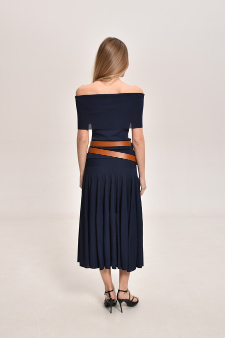Navy Viscose Knitted Skirt Navy Viscose Knitted Skirt