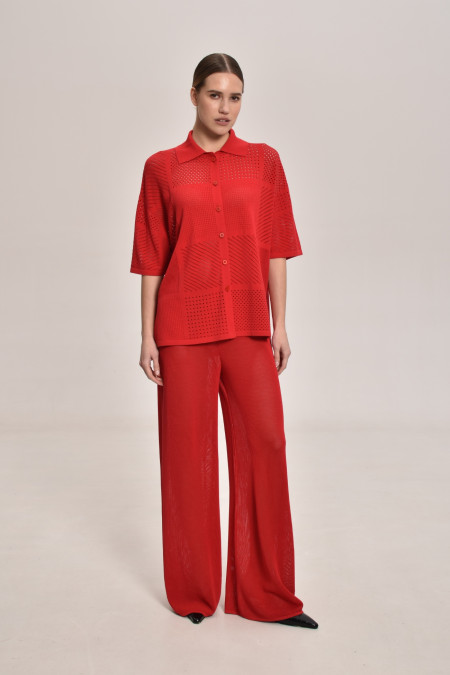 Red Lace Mesh Trousers Red Lace Mesh Trousers