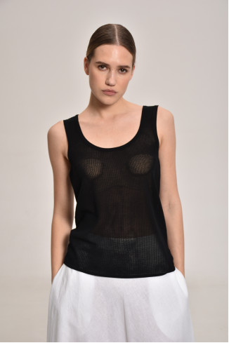 Black Lace Mesh Top