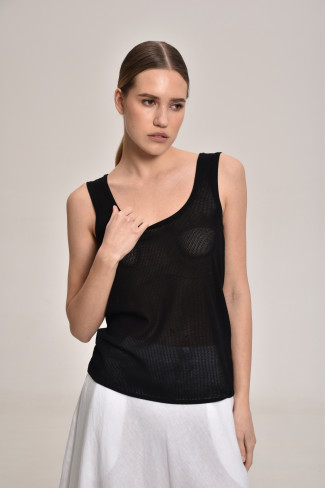Black Lace Mesh Top