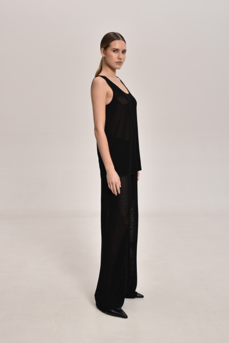 Black Lace Mesh Trousers 