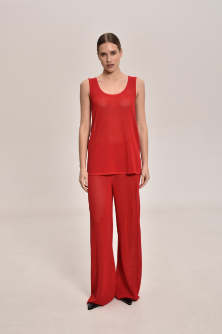 Red Lace Mesh Trousers Red Lace Mesh Trousers