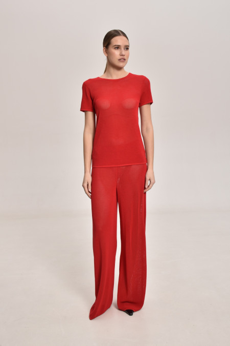 Red Lace Mesh Trousers Red Lace Mesh Trousers