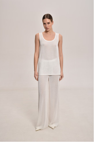 White Lace Mesh Trousers 