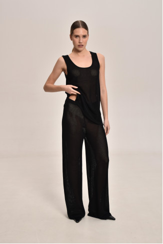 Black Lace Mesh Trousers 