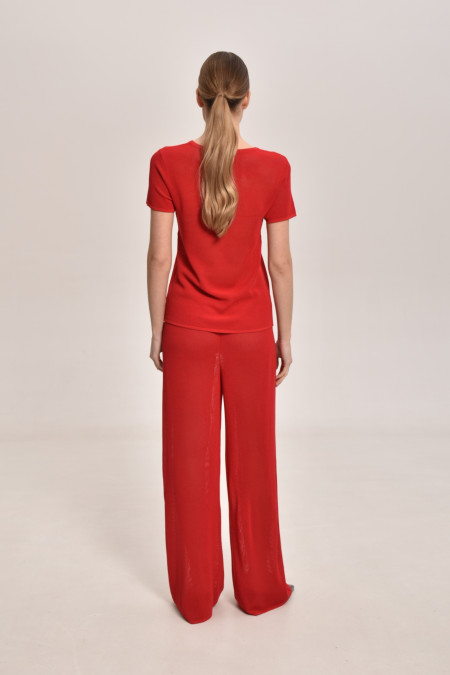 Red Lace Mesh Trousers Red Lace Mesh Trousers