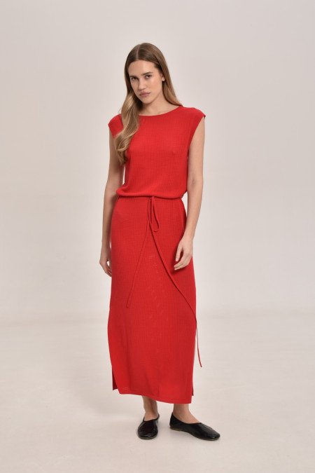 Red Lace Mesh Dress
