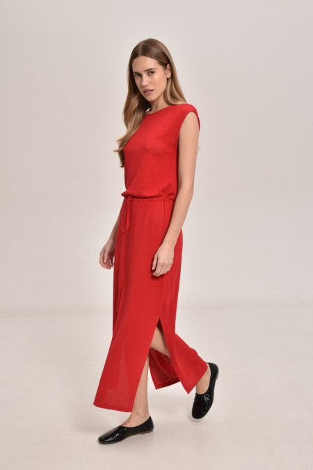 Red Lace Mesh Dress