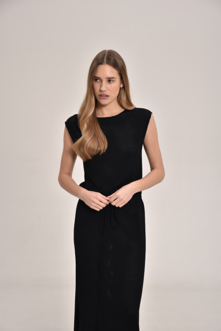 Black Lace Mesh Dress