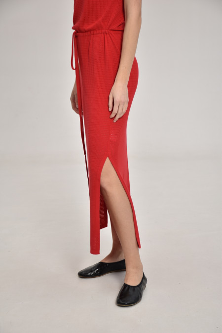 Red Lace Mesh Dress