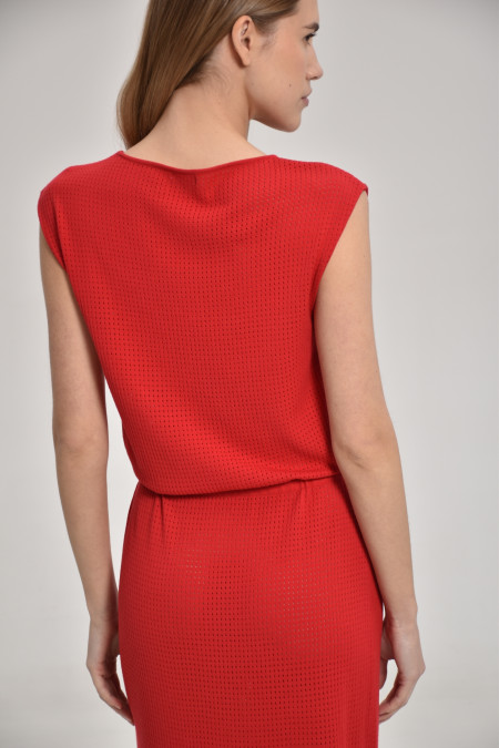 Red Lace Mesh Dress