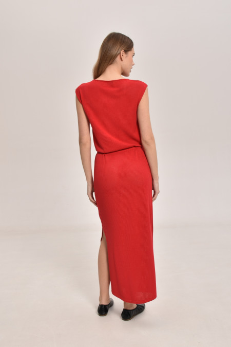 Red Lace Mesh Dress